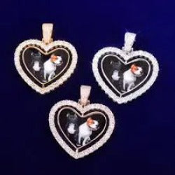Custom photo double sided heart pendants Gemini Teez