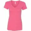 Next Level Deep V-neck Fitted Women's Hot Pink Gemini Teez