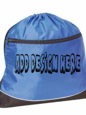 Nylon Drawstring Bag with Zipper Pocket. Gemini Teez