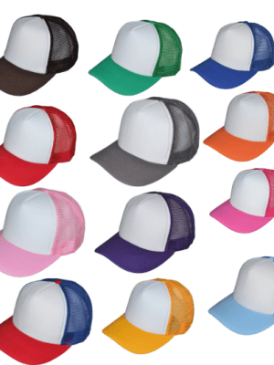 5 PANEL COTTON FOAM TRUCKER HATS-Multicolored