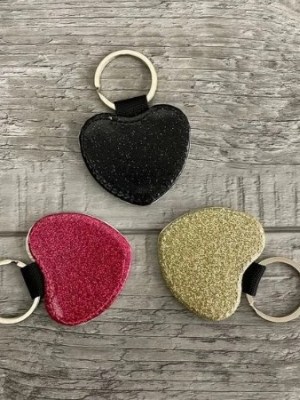 heart keychain Heart-Shaped Glitter Keychain -Customizable
