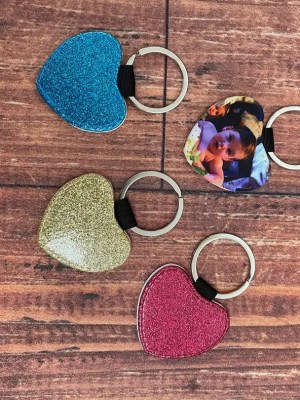 Heart-Shaped Glitter Keychain -Customizable