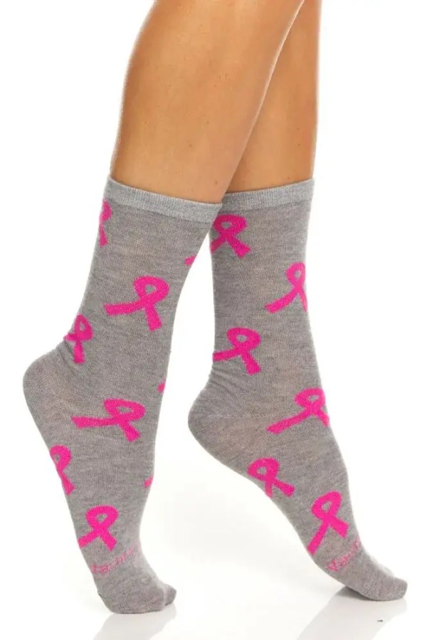 Pink Ribbon Breast Cancer Awareness Crew Socks