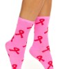 Pink Ribbon Breast Cancer Awareness Crew Socks - Image 3