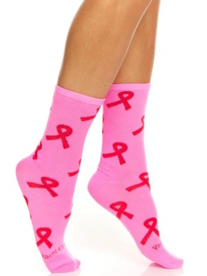 Pink Ribbon Breast Cancer Awareness Crew Socks
