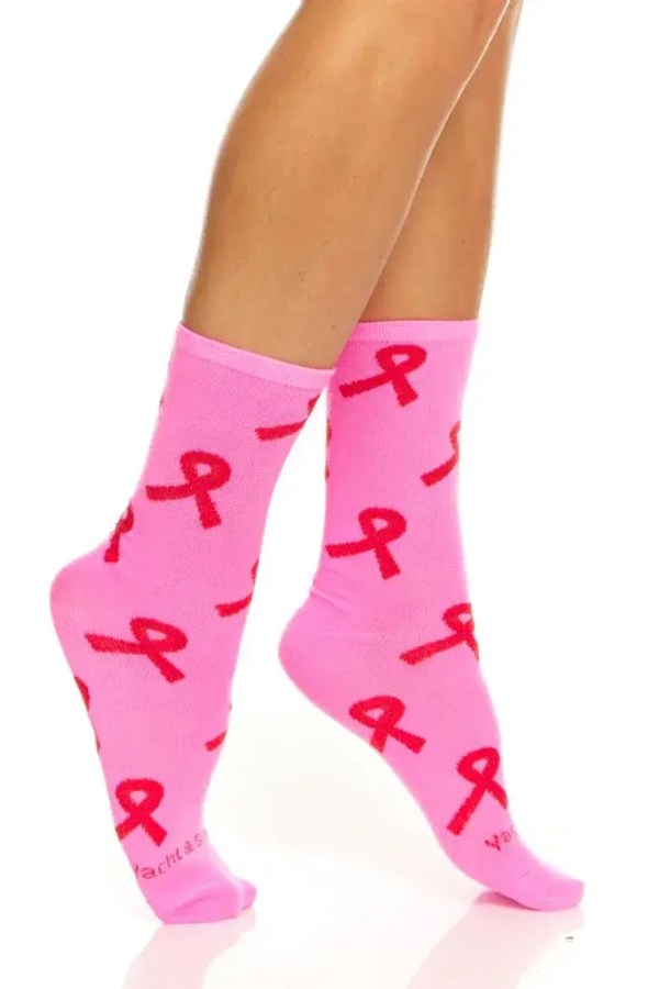 Pink Ribbon Breast Cancer Awareness Crew Socks