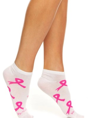Women's pink ribbon Breast Cancer Awareness Ankle Socks