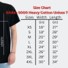 Gildan 5000 Heavy Cotton Customized t- shirt Size Chart xs-4xl
