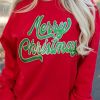 Merry Christmas Glitter Script Sweatshirt – Festive Red Holiday Crewneck