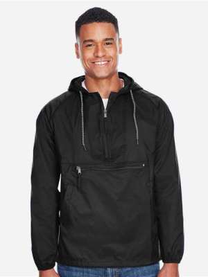 124044_omf_fm Harriton Unisex Packable Hooded Nylon Jacket – M750 | Lightweight Windbreaker