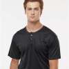 17466_omf_fm Short Sleeve Henley Performance Tee