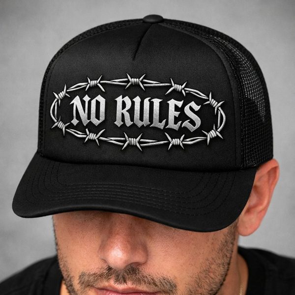 NO RULES Barbed Wire Trucker Hat – Gothic Streetwear Snapback