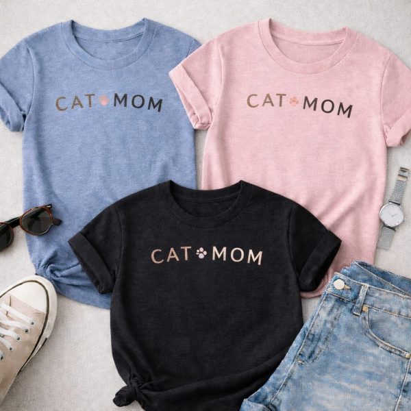 Cat Mom Minimal Text Tee