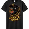 Gorilla Gang graphic printed on a black Gildan Heavy Cotton t-shirt.