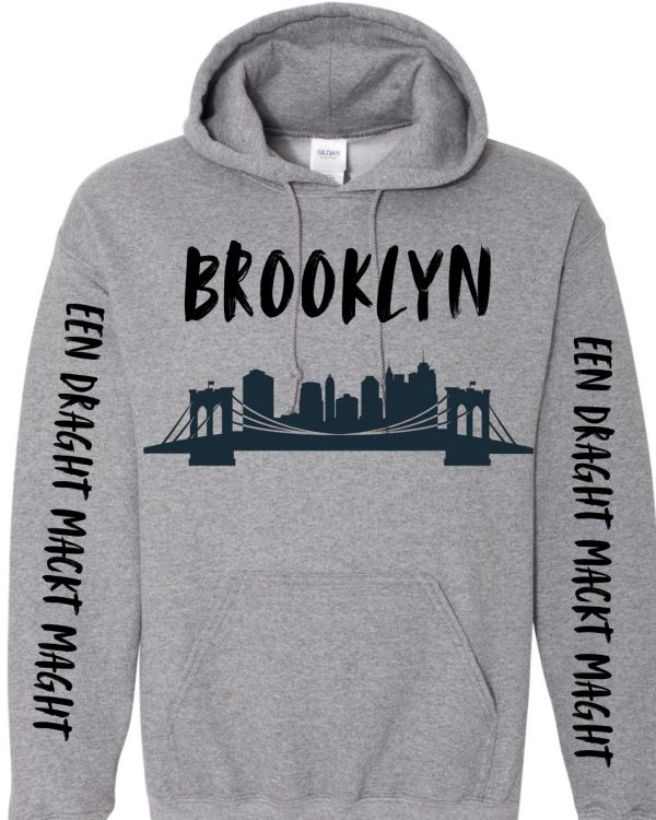 Brooklyn Skyline Drip Hoodie - Grey