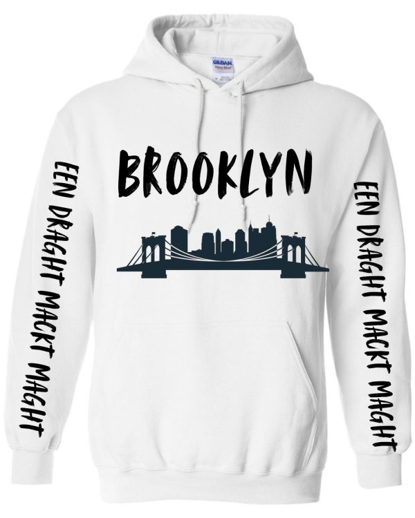 Brooklyn Skyline Drip Hoodie - White