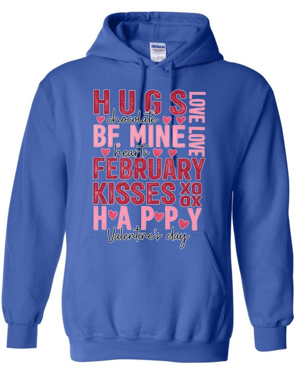 Cute Valentine Typography Hoodie - Blue