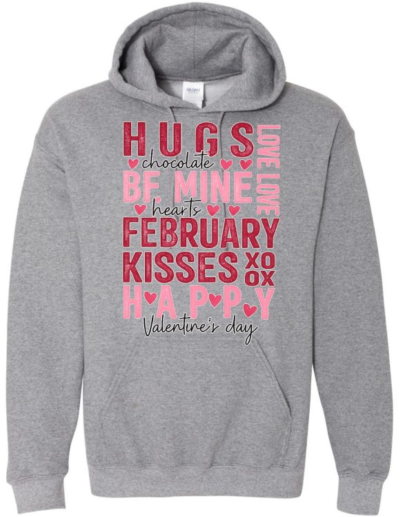 Cute Valentine Typography Hoodie - Grey