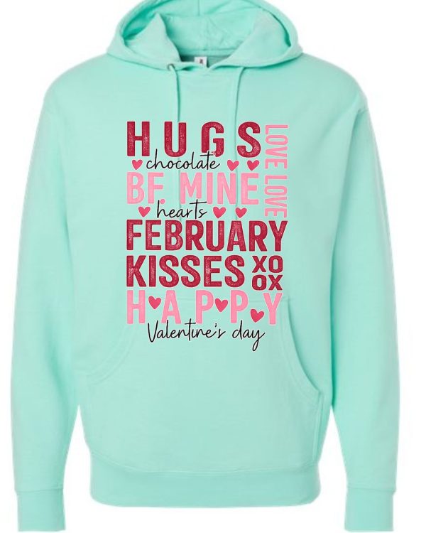 Cute Valentine Typography Hoodie - Mint Green