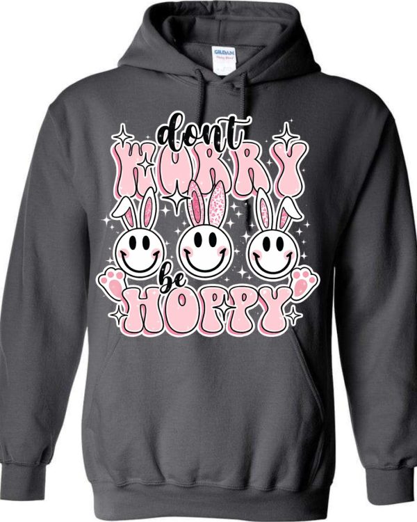 Don’t Worry Be Hoppy Bunny Hoodie - Black