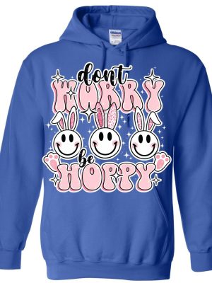 Don’t Worry Be Hoppy Bunny Hoodie - Blue