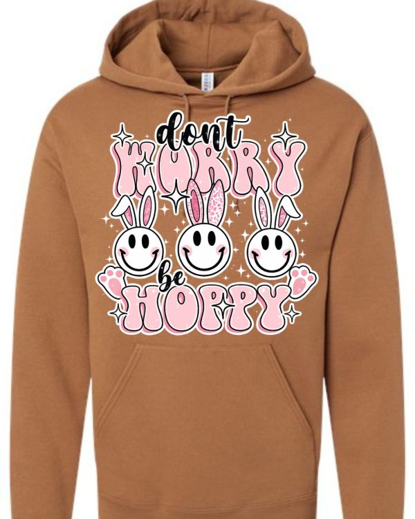 Don’t Worry Be Hoppy Bunny Hoodie - Brown