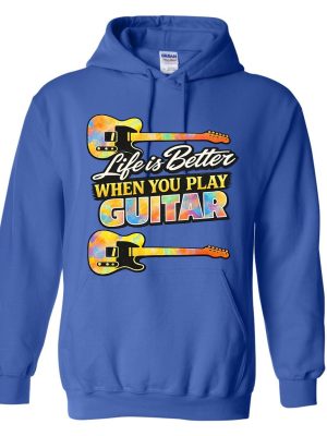 Guitar Lover Graphic Hoodie - Blue