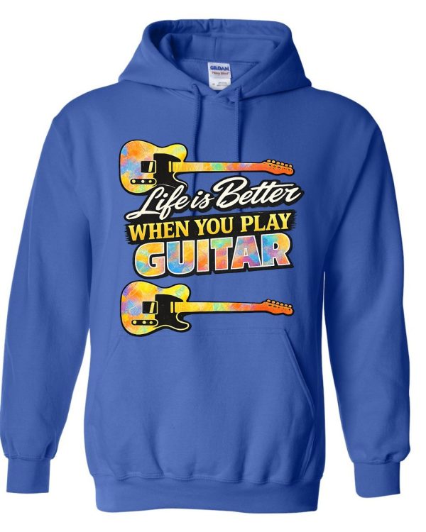 Guitar Lover Graphic Hoodie - Blue Guitar Lover Graphic Hoodie - Blue