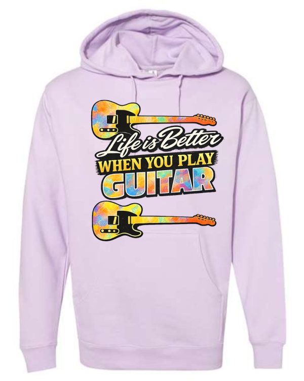 Guitar Lover Graphic Hoodie - Light Purple Guitar Lover Graphic Hoodie - Light Purple