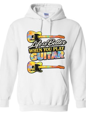 Guitar Lover Graphic Hoodie - White