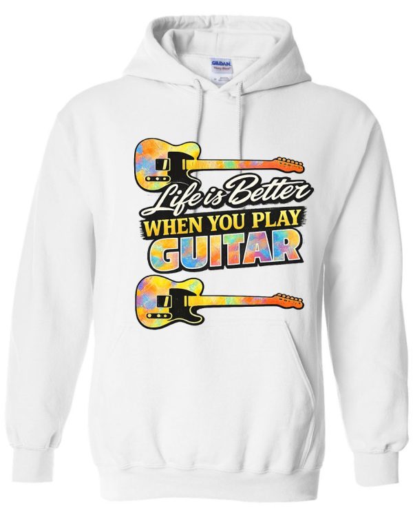 Guitar Lover Graphic Hoodie - White Guitar Lover Graphic Hoodie - White
