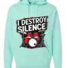 I Destroy Silence Drum Set Graphic Hoodie - Mint Green