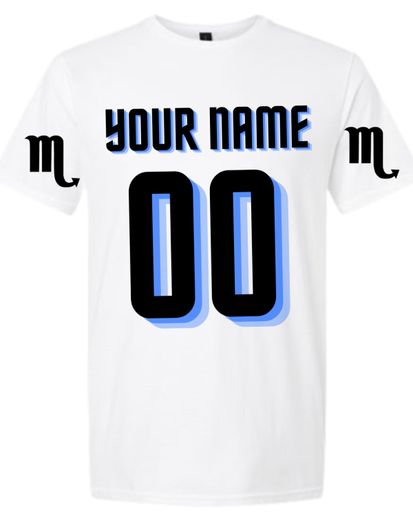 Personalized Scorpio Zodiac Jersey Shirt - White