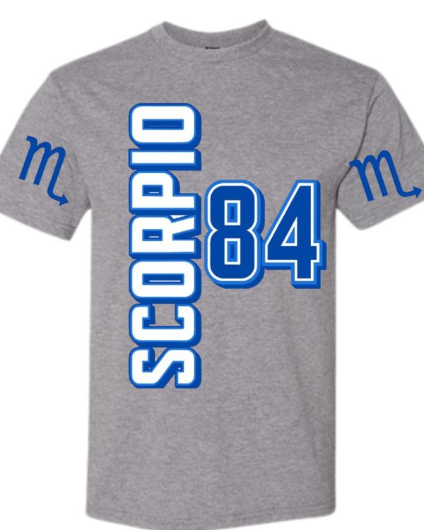 Scorpio 84 Zodiac Jersey Style T-Shirt - Grey