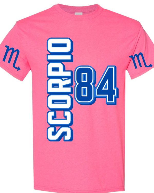 Scorpio 84 Zodiac Jersey Style T-Shirt - Pink