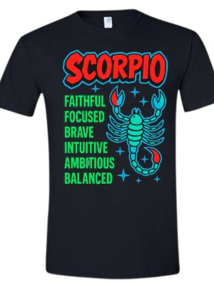 Scorpio Traits Zodiac Graphic T-Shirt - Black