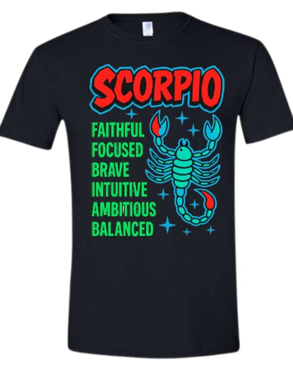 Scorpio Traits Zodiac Graphic T-Shirt - Black