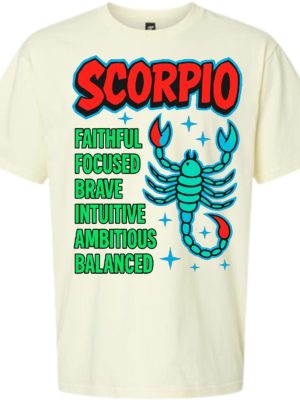 Scorpio Traits Zodiac Graphic T-Shirt - Cream