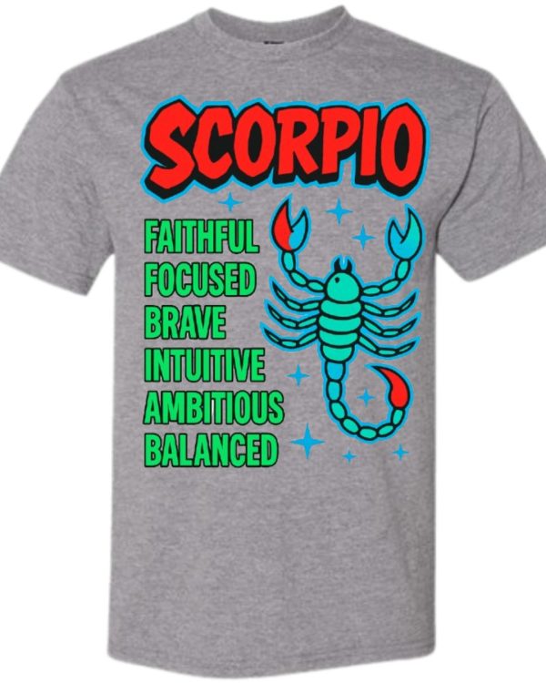 Scorpio Traits Zodiac Graphic T-Shirt - Grey