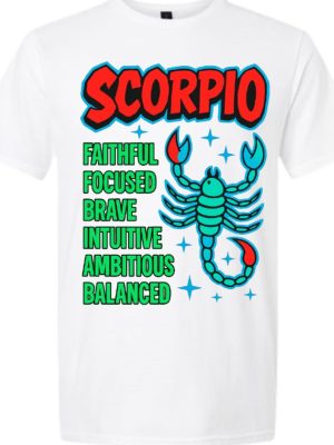 Scorpio Traits Zodiac Graphic T-Shirt - White