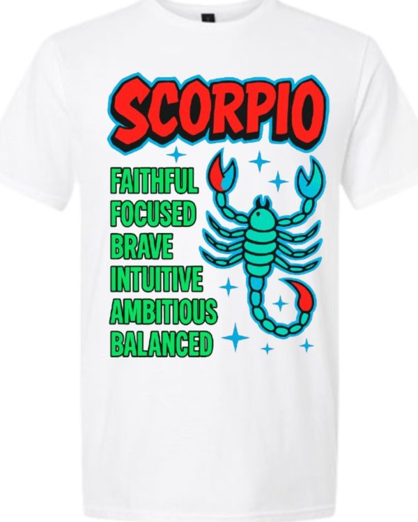 Scorpio Traits Zodiac Graphic T-Shirt - White