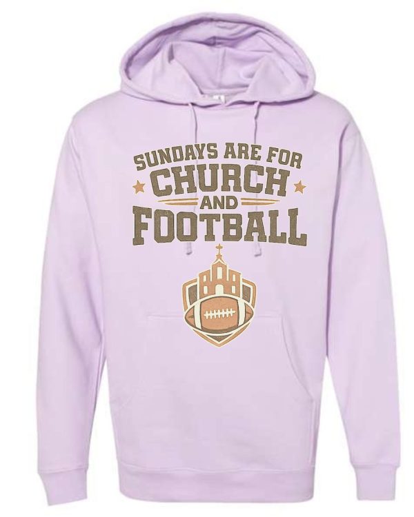 Sundays Are for Church and Football Hoodie - Light Purple