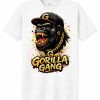 Gorilla Gang graphic printed on a white Gildan Heavy Cotton t-shirt.