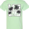 Los Angeles palm tree graphic printed on a mint Gildan unisex t-shirt.
