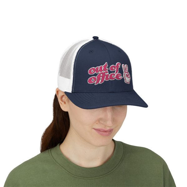14578872429273790901_2048-1.jpeg Out of Office Snapback Peace Sign Graphic Trucker Hat