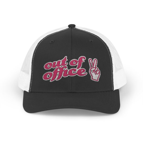 18195865121709614093_2048-1.jpeg Out of Office Snapback Peace Sign Graphic Trucker Hat