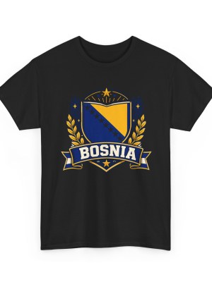 Bosnia Heritage Crest Graphic Tee - Black