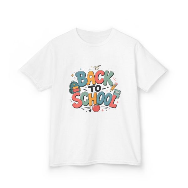 Colorful Back to School Kids Graphic Tee - White